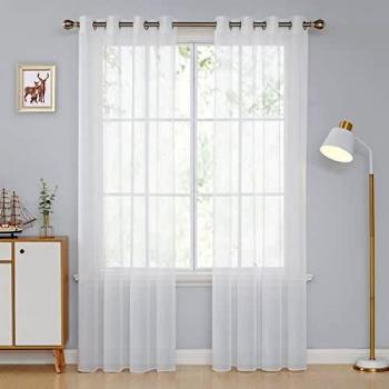 Deconovo Cortinas Visillos Blancos Salón Infantiles Dormitorio para Habitacion 2 Piezas 140 x 260 cm