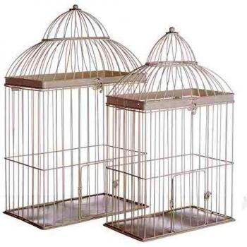 Set de 2 maceteros Jaula de Metal Beige - LOLAhome
