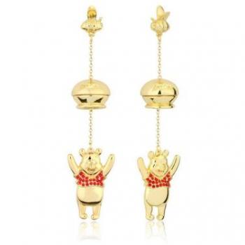Pendientes Winnie The Pooh Tarro Miel Baño De Oro Disney