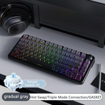 AJAZZ AK820 MAX Wireless Bluetooth Gaming Mechanical Keyboard with Side Engraving, All Keys Hot Swap, Red Switch Black