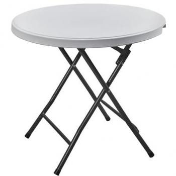 Mesa Redonda Plegable Blanca HDPE 80 cm | Cierre Tijera | Capacidad para 6 Personas | Peso Máximo: 120 kg | Medidas: Ø 80 x 74 cm