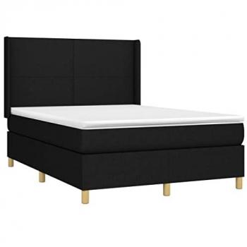 Cama box spring colchón y luces LED tela negro 140x200 cm