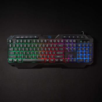 Teclado Gaming USB Tipo A con Teclas de Membrana, Retroiluminación LED, Diseño QWERTY US Internacional