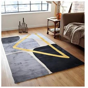Alfombra contemporánea Picadilly 160 x 230 cm - Gris, Negro y Dorado