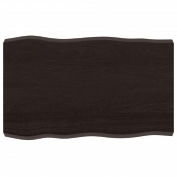 Tablero de mesa de roble tratado marrón oscuro 80x50x(2-6)cm con borde natural gris