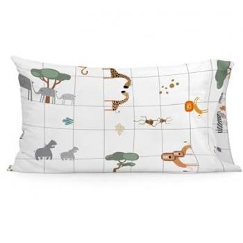 Funda de Almohada Infantil Mini Savanna 50x75 cm Multicolor 100% Algodón Calidad 150 TC Fabricado en España