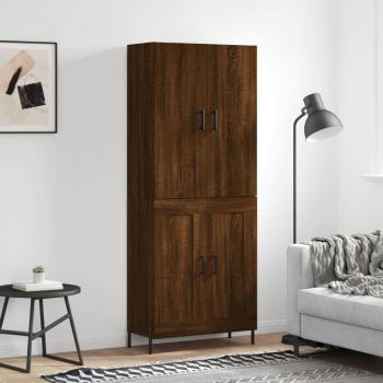 Aparador alto de madera contrachapada marrón roble 69,5x34x180 cm