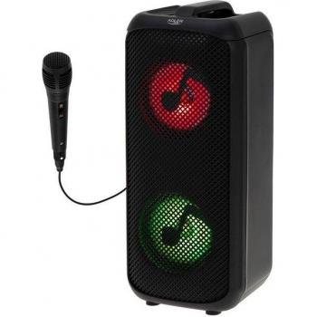 Altavoz Bluetooth Karaoke Adler AD 1903 con Radio, Potente RGB, Inalámbrico y Portátil, Color Negro