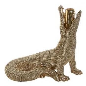 Figura Decorativa Cocodrilo Dorado 26,5 x 18 x 23,5 cm Home ESPRIT