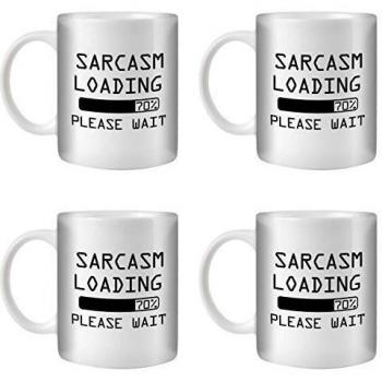 STUFF4 Taza de Café/Té 350ml/4 Pack Sarcasm/Gracioso Loading/Cerámica Blanca/ST10