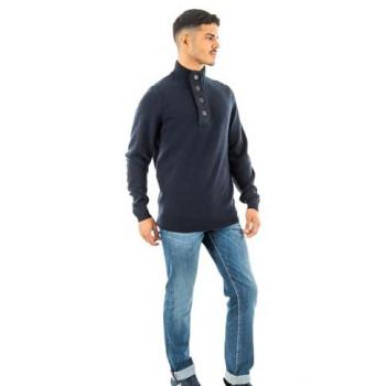 Barbour Navy Elbow Patch Mock Neck Sweater - Size Small