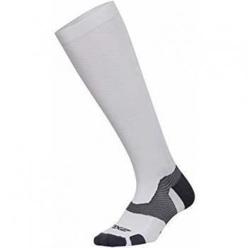2XU Vectr Light Cushion Full Length Compression Socks, White/Grey, Unisex, Size Medium