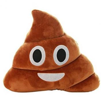 Homestia Sonreír Emoji Marrón Almohada Cojín de Algodón de Peluche Corto PP 30CM Diámetro 35cm