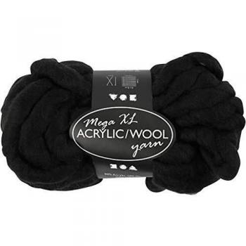 Pelote Mega XL de Acrílico y Lana Negra - 300 g, 15 m