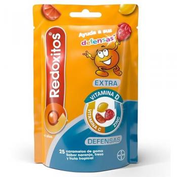 Redoxitos Extra Defensas 25 Gomas Naranja Fresa Tropical - Caramelos con Vitamina C y Zinc para mejorar las defensas inmunitarias