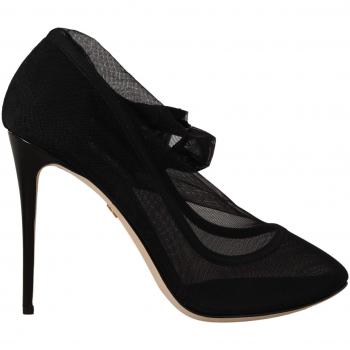 Dolce & Gabbana Black Stretch Tulle Stretch Boots Shoes - EU39/US8.5, Pumps, female, Black, Size: 9 US Elegant Black Heeled Shoes
