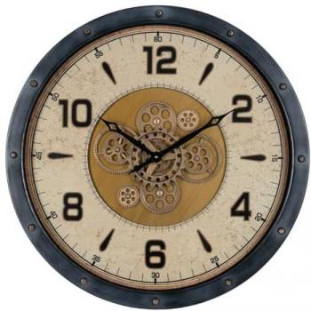 Reloj de Pared Negro Dorado Cristal Hierro 72 x 9 x 72 cm (3 Unidades)