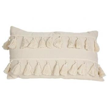 Cojín Romimex Blanco Borlas 30 x 10 x 50 cm