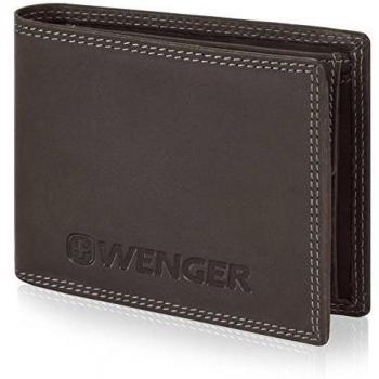 Wenger Monedero plegable hombre horizontal piel 12,5 cm compartimento con cierre de cremallera brown
