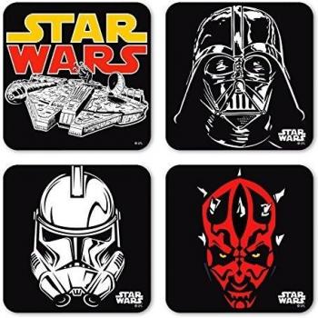 LOGOSHIRT - Star Wars Juego de posavasos de nevera - Guerra de las Galaxias Juego de 4 coaster - Star Wars - Diseño original con licencia