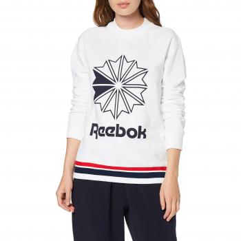 Reebok AC FT Crew Sudadera, Mujer, Blanco, L