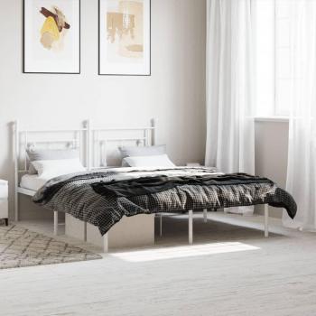 Cama de Metal Blanca con Cabecera 160x200 cm