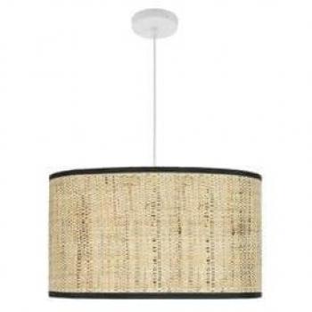 Lámpara Colgante Moderna 3xE27 Blanco y Cañizo Oscuro 50x50cm con Difusor