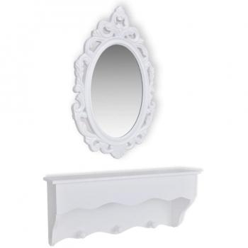 vidaXL Set Armario de Pared con Espejo y Ganchos Llaves Joyas Joyero Llavero
