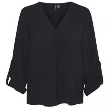 Vero Moda Women's Long-Sleeve V-Neck Blouse, Black, Size M