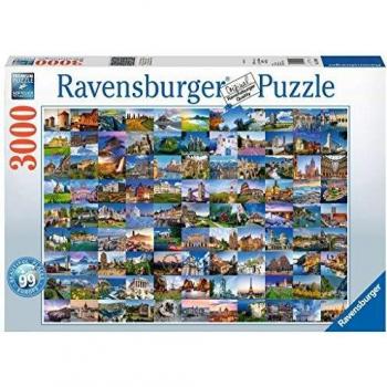 Ravensburger-17080 Ravensburger 99 Hermosos Lugares en Europa 3000 Piezas Rompecabezas para Adultos y niños de 12 años en adelante, Multicolor