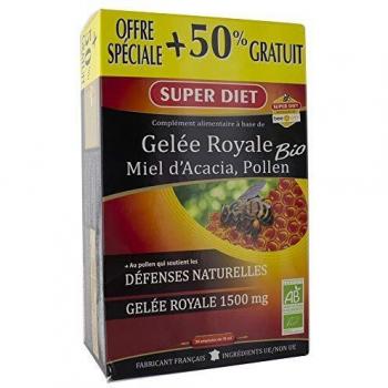 Superdiet Jalea Real Miel de Acacia Polen Bio 20 Ampollas + 10 Ampollas Gratis