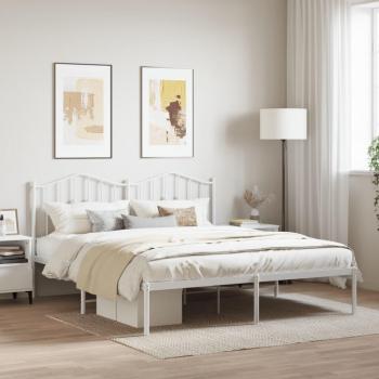 vidaXL Metal Bed Frame without Mattress with Headboard White 183x213cm