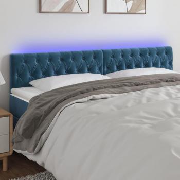 Cabecero LED de Terciopelo Azul Oscuro 200x7x78/88 cm
