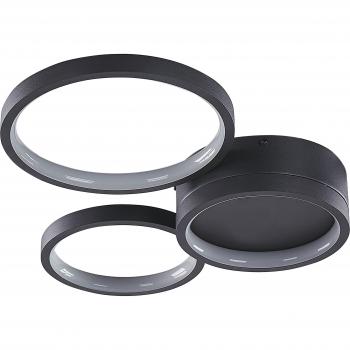 Lámpara de techo LED de metal negro Agnat con 3 luces, diseño redondo moderno y estilo glamour