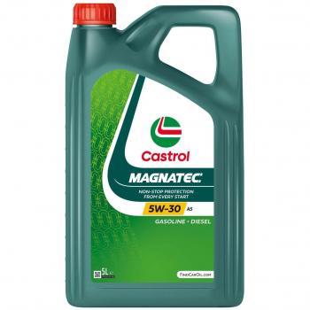 Aceite de motor Castrol Magnatec Gasolina Diesel 5W30 5 L - Aceite de motor, tipo: 5W30, capacidad: 5 litros, formulación especial con moléculas que se adhieren a las