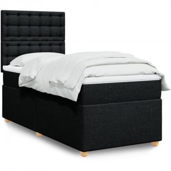 Cama box spring con colchón negro 80x200 cm en tela