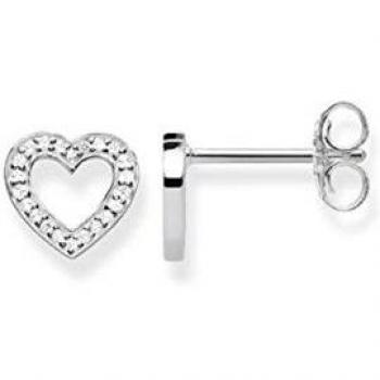 THOMAS SABO Pendientes Corazón Plata de Ley 925, Mujer, Blanco