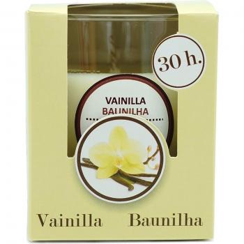 Ambientair. Vela aromática Vainilla. Vela perfumada con cera vegetal y perfume natural con una duración estimada de 30 horas. Disfruta de la aromaterapia en tu casa con esta vela en vaso de cristal.