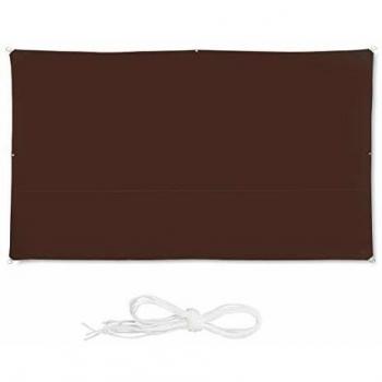 Toldo Vela Rectangular Impermeable y Anti UV 4x2 m Marrón con Cuerdas de Soporte