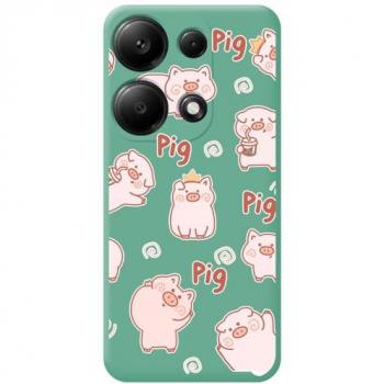 Funda Silicona Líquida Verde para Xiaomi Redmi Note 13 Pro 4G con Diseño de Cerdos