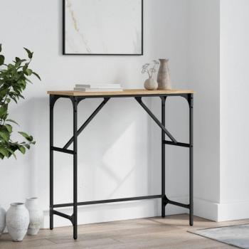 Mesa consola de madera de ingeniería roble 75x32x75 cm en color Negro, Roble Sonoma y Roble ahumado - Mesa de sofá, Mesa de Entrada para Salón, Consola de Entrada, Mueble Recibidor