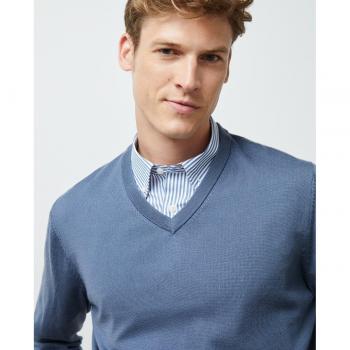 Jersey 100% lana merino lavable de hombre cuello pico liso Dustin