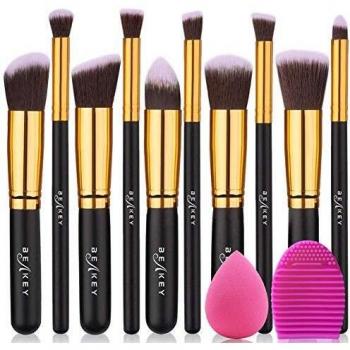 BEAKEY Set de pinceles de maquillaje Kabuki Foundation Foundation Face Powder Blush Pinceles sombra de ojos Kit de pinceles de maquillaje con esponja licuadora y pincel de huevo