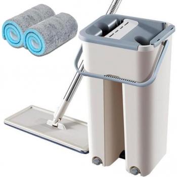 KLACK-Mopa de Microfibra para Limpieza del Hogar - Esfregona de Microfibra, diseño ergonómico, cabezal giratorio, reutilizable y lavable a máquina, ideal para todo tipo de superficies