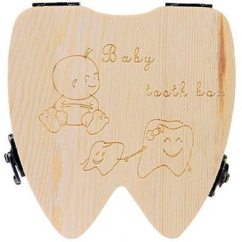 Da.Wa Caja de Almacenamiento de Dientes de Leche Caja de Organizador de Madera Caja Souvenir para Niñas Niños Bebés