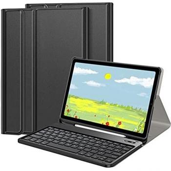 IVSOTEC Funda con Teclado Español Ñ para Samsung Galaxy Tab S6 Lite 10.4 2020,Teclado Bluetooth Extraíble para Samsung Galaxy Tab S6 Lite SM-P610/P615 2020,Negro