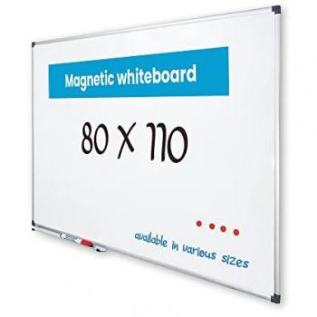 Pizarra blanca magnética 80x110 cm con marco de aluminio