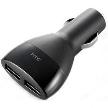 HTC - Cargador de coche con dos puertos USB y cable mini USB