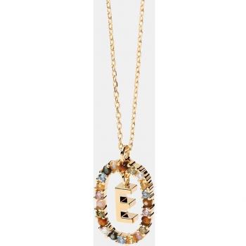 PDPAOLA New Letters E Colgante CO01-264-U de Plata de Ley con Baño de Oro 18k y Pedrería