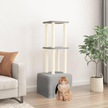 Árbol para Gatos con Rascadores de Sisal Gris Claro 133,5 cm